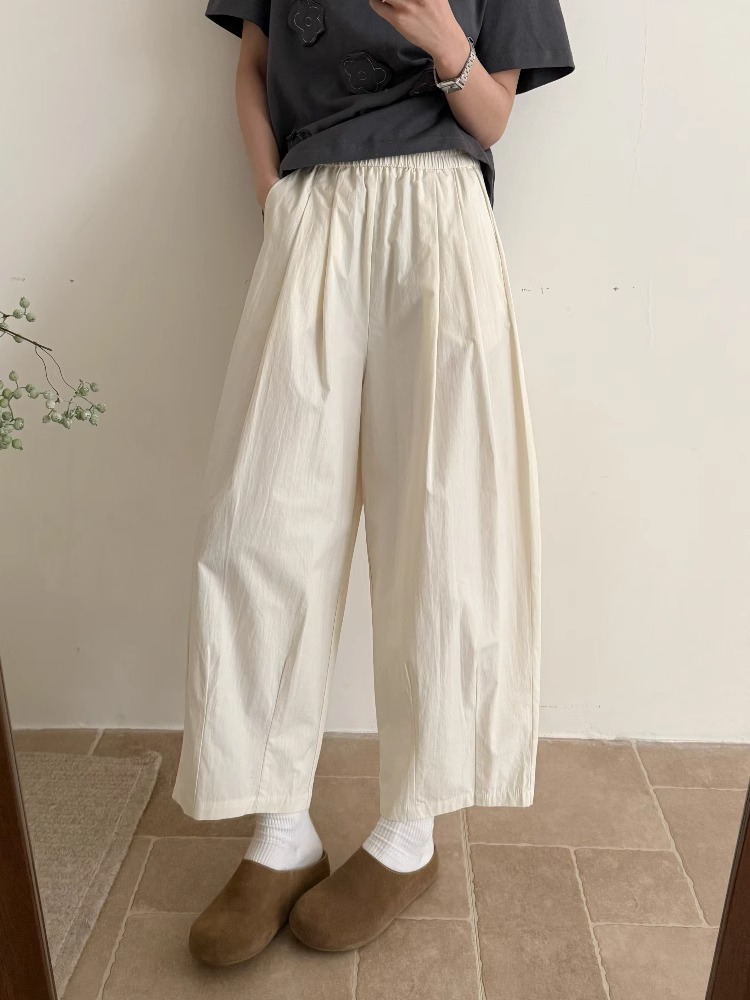 2025 Summer New Japanese Paper Pants Women Thin Loose Pear Shape Petite Nine Point Wide Leg Pants