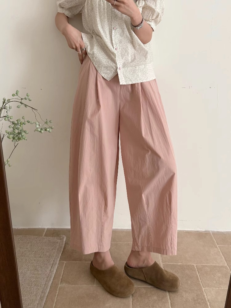 2025 Summer New Japanese Paper Pants Women Thin Loose Pear Shape Petite Nine Point Wide Leg Pants - Image 3