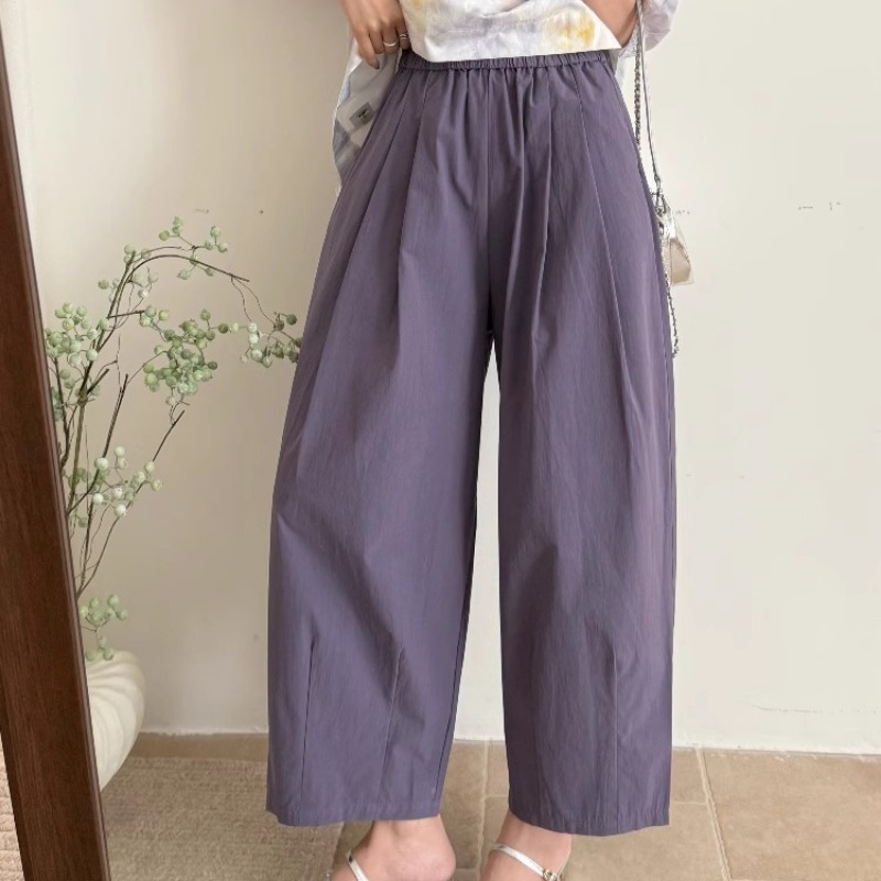2025 Summer New Japanese Paper Pants Women Thin Loose Pear Shape Petite Nine Point Wide Leg Pants - Image 5