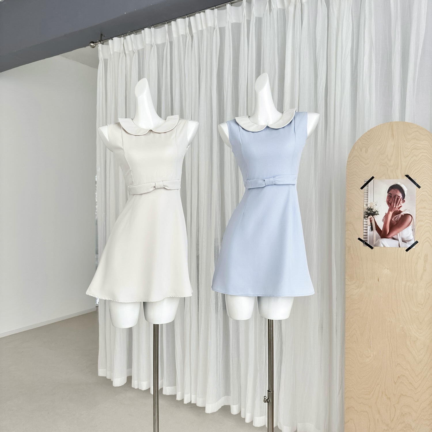 JMSHOP Miss Windsor TR Twill Doll Collar Dress Women Slim Fit Sleeveless Vest Dress