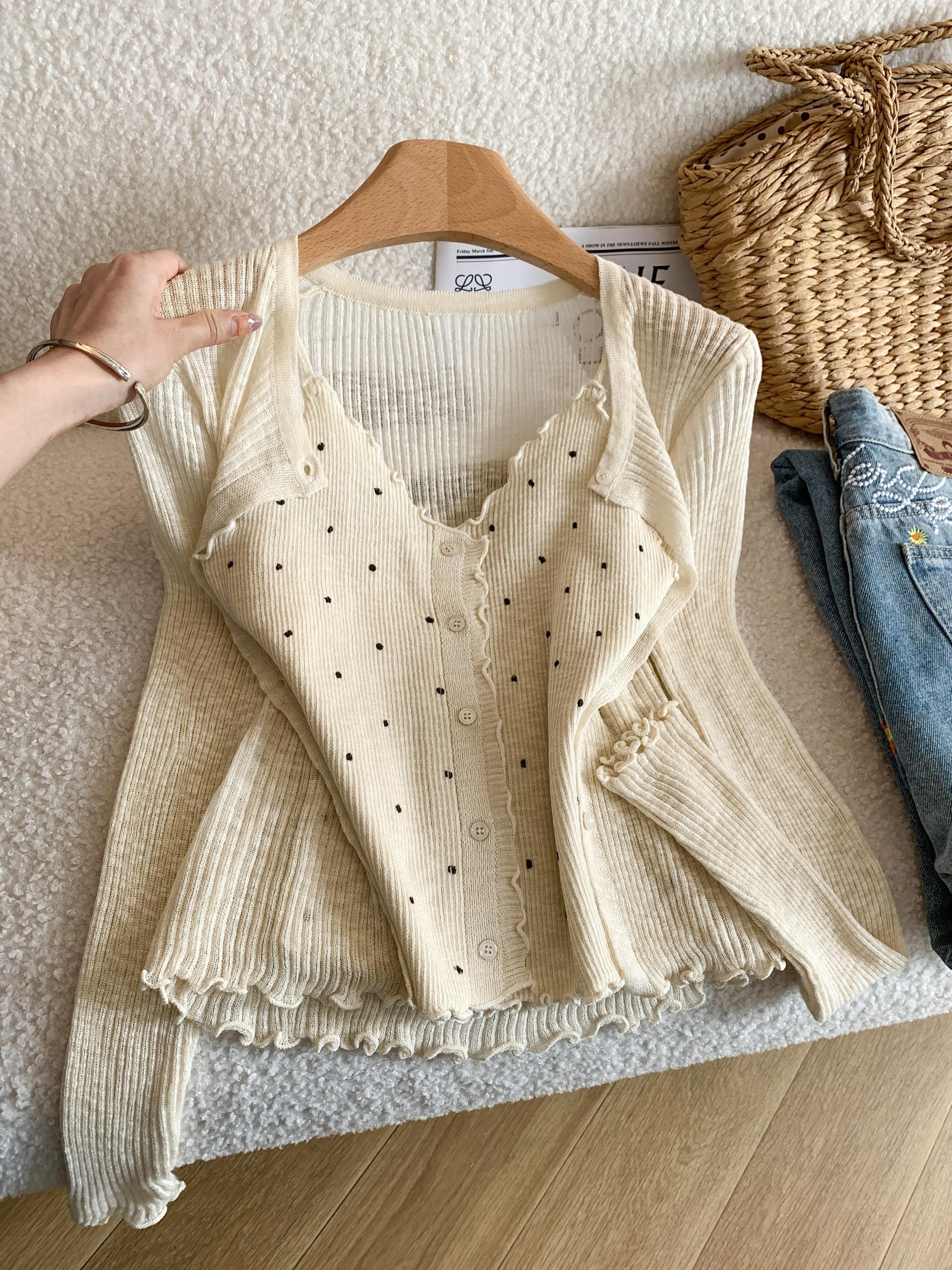 korean-style-off-white-polka-dot-knit-cami-cardigan-two-piece-set-for-women-summer-sun-protection_1