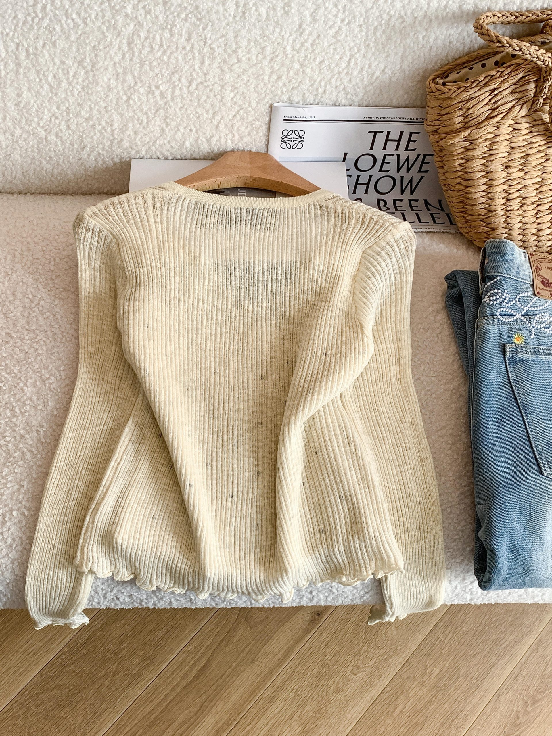 Korean Style Off-White Polka Dot Knit Cami Cardigan Two-Piece Set for Women Summer Sun Protection - Image 3