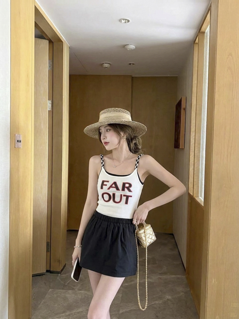 Korean Style Summer 2026 U-Neck Letter Print Padded Twist Cami Top for Women - Image 4