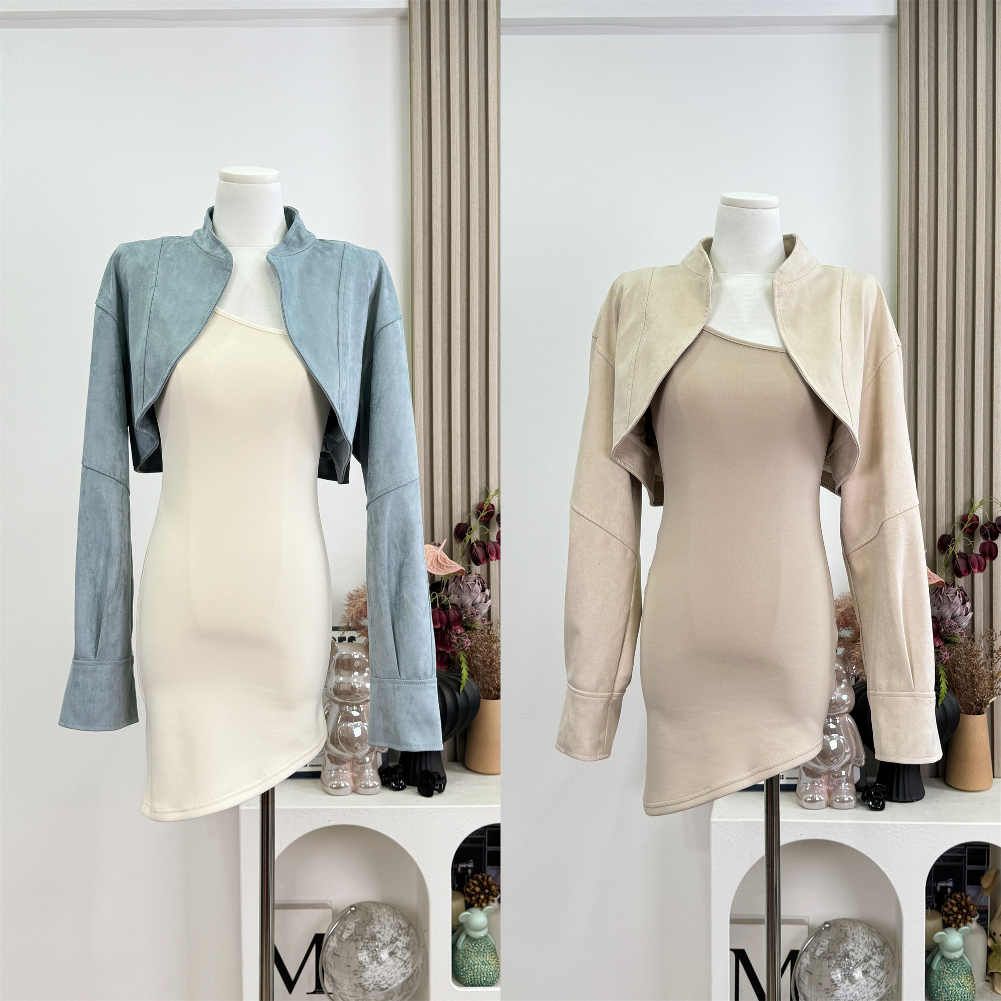 Minimalist Old Money Two-Tone Custom-Dyed Structured Suede Jacket Korean Style