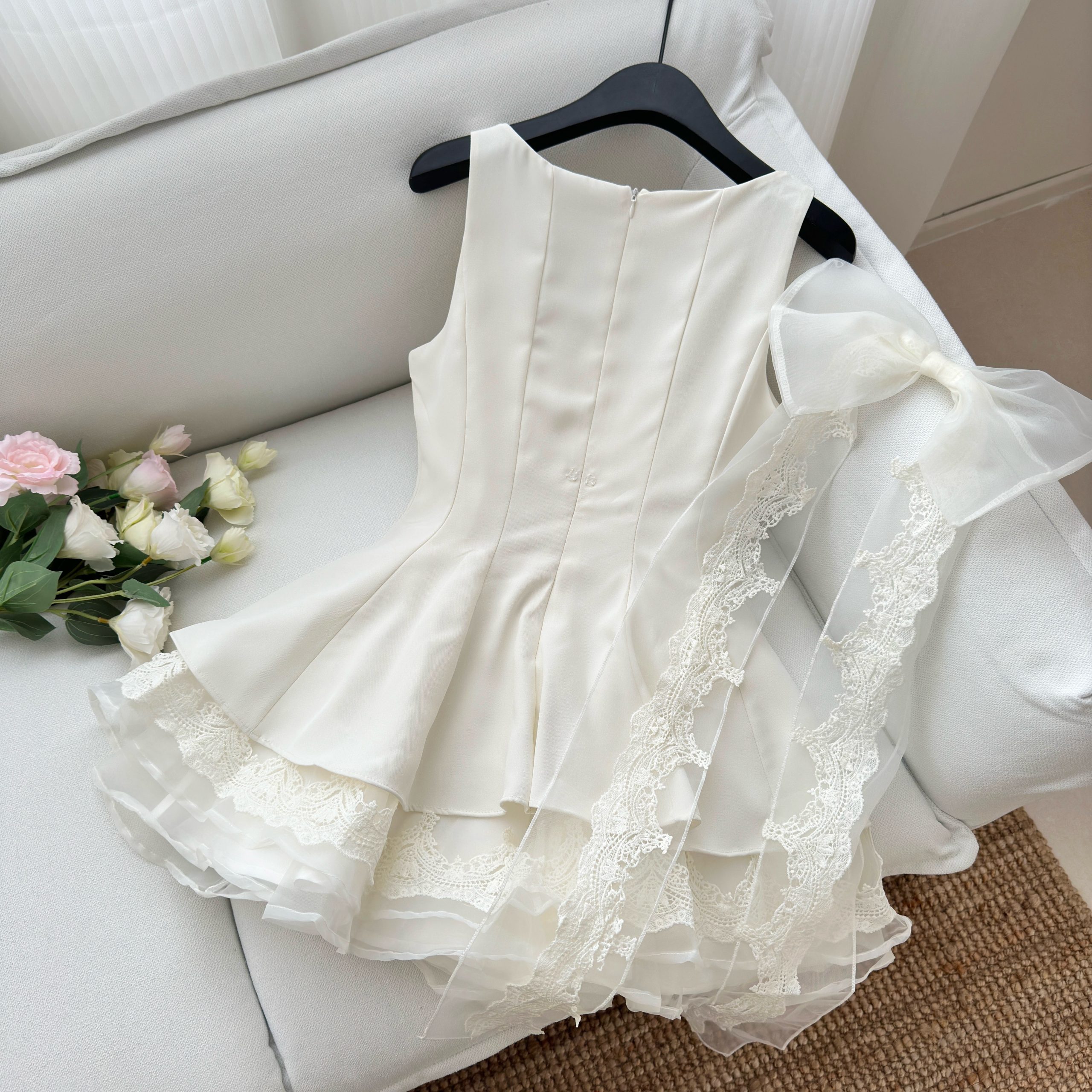 Sweet Princess Layered Cake Dress with Large Bow - Sleeveless Polyester Summer 2026 - Image 5