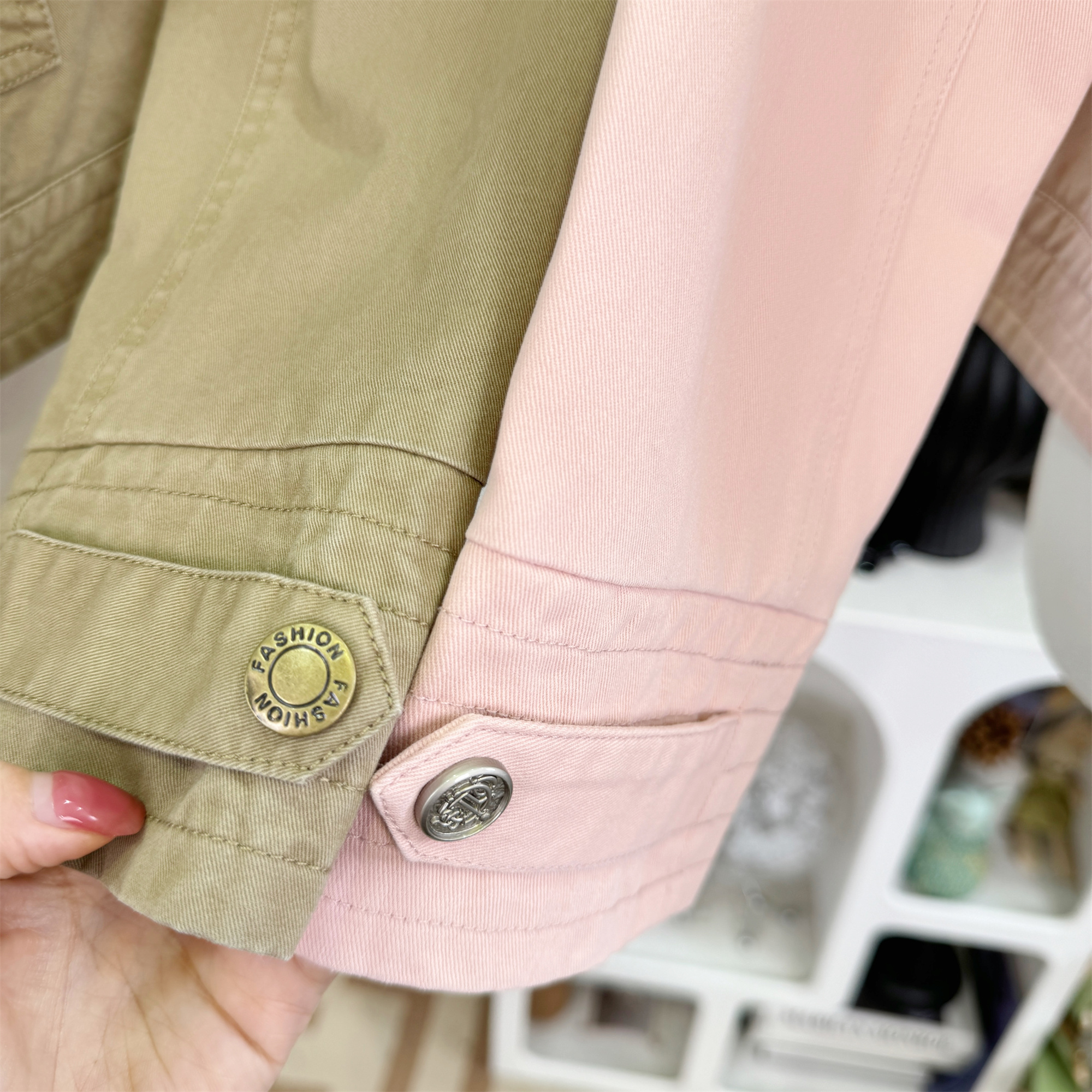 Tongiiuu American Style Vintage Washed Stand Collar Short Jacket for Women - Image 4
