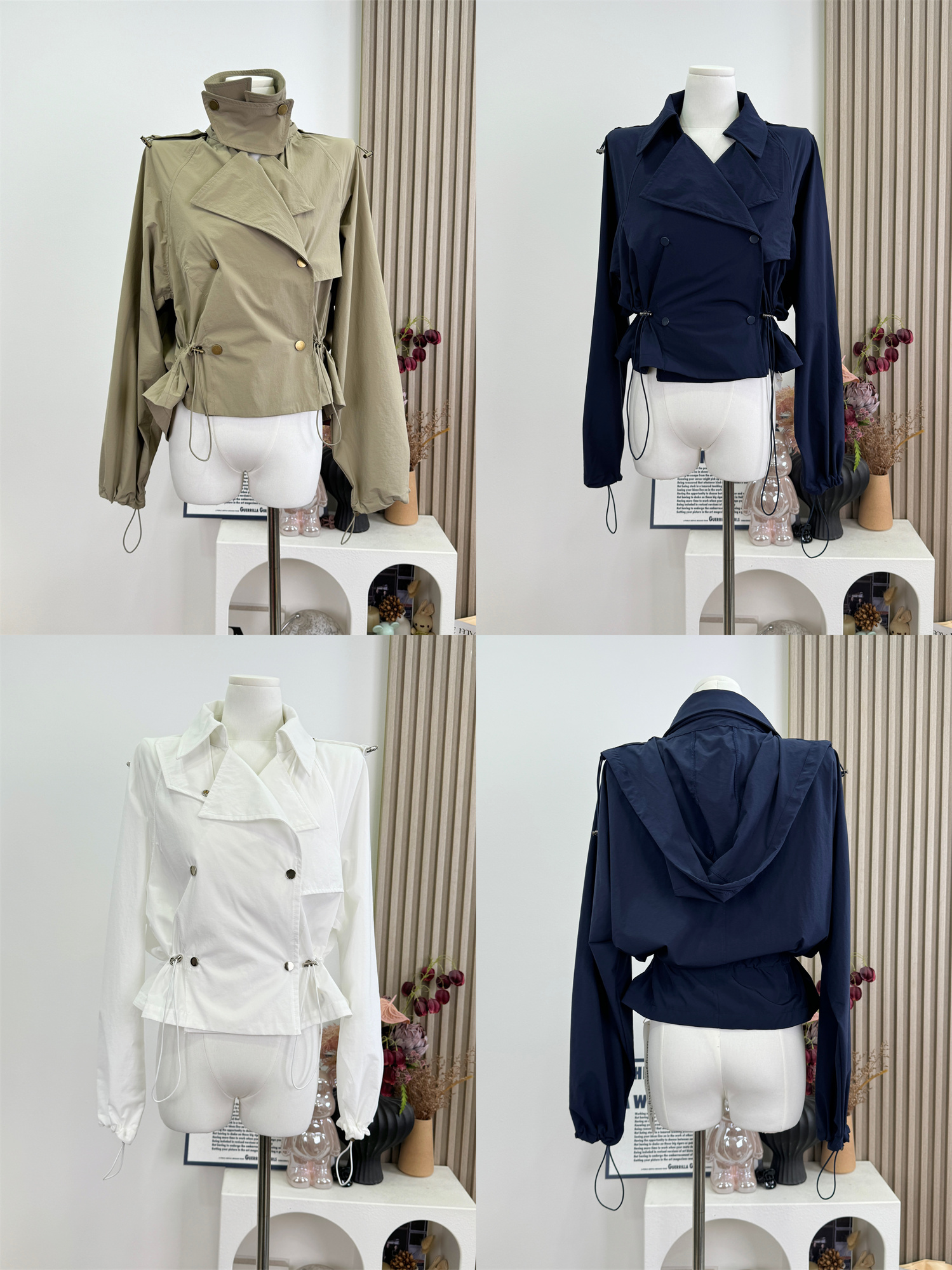 Women's 2026 Early Autumn Short Windbreaker with Waist Tie and Drawstring Sun Protection
