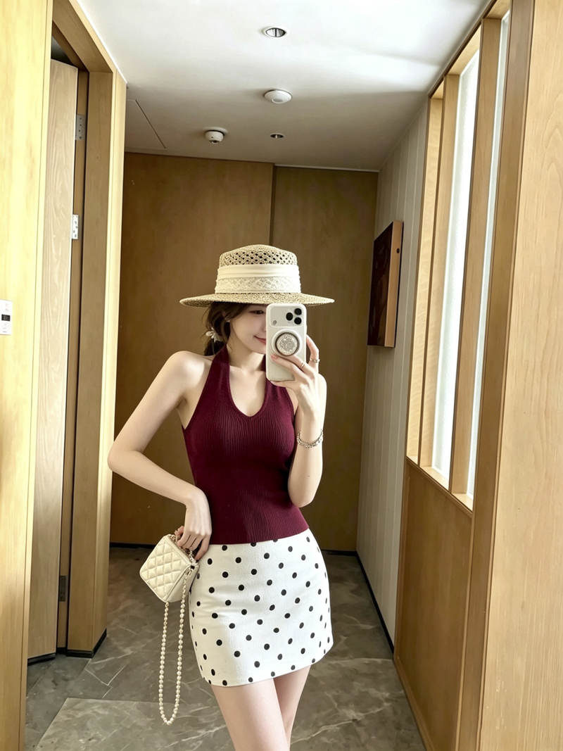 Women's Halter Neck Knit Camisole Top Slimming Fit Summer 2026
