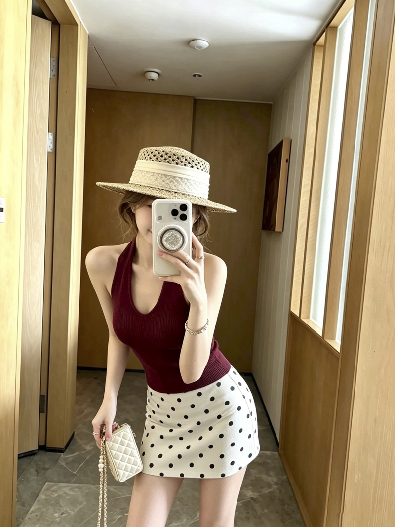 Women's Halter Neck Knit Camisole Top Slimming Fit Summer 2026 - Image 2